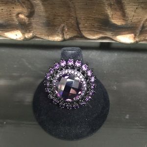 Amethyst crystal cocktail ring